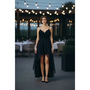 NWT Arden B Black High Low‎ Dress Sleeveless Party Cocktail Formal Dress Sz L